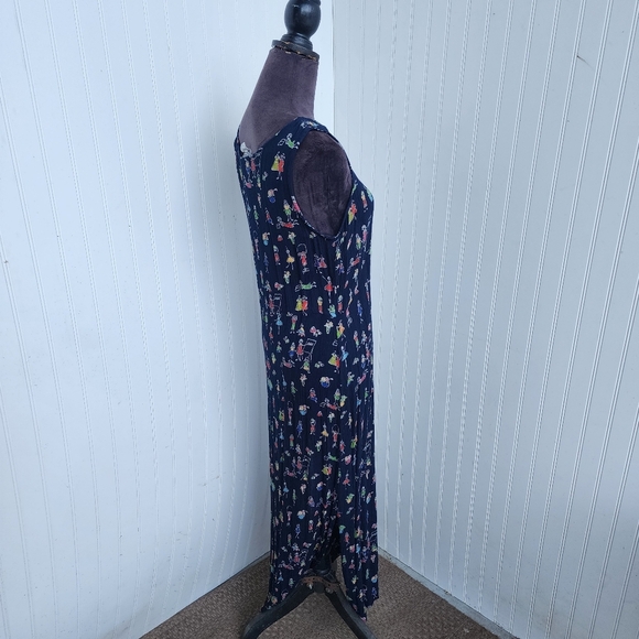 Stonebridge Women's Maxi Sleeveless Dress Print Navy Blue Crinkle Fun Stretch M - Picture 5 of 13